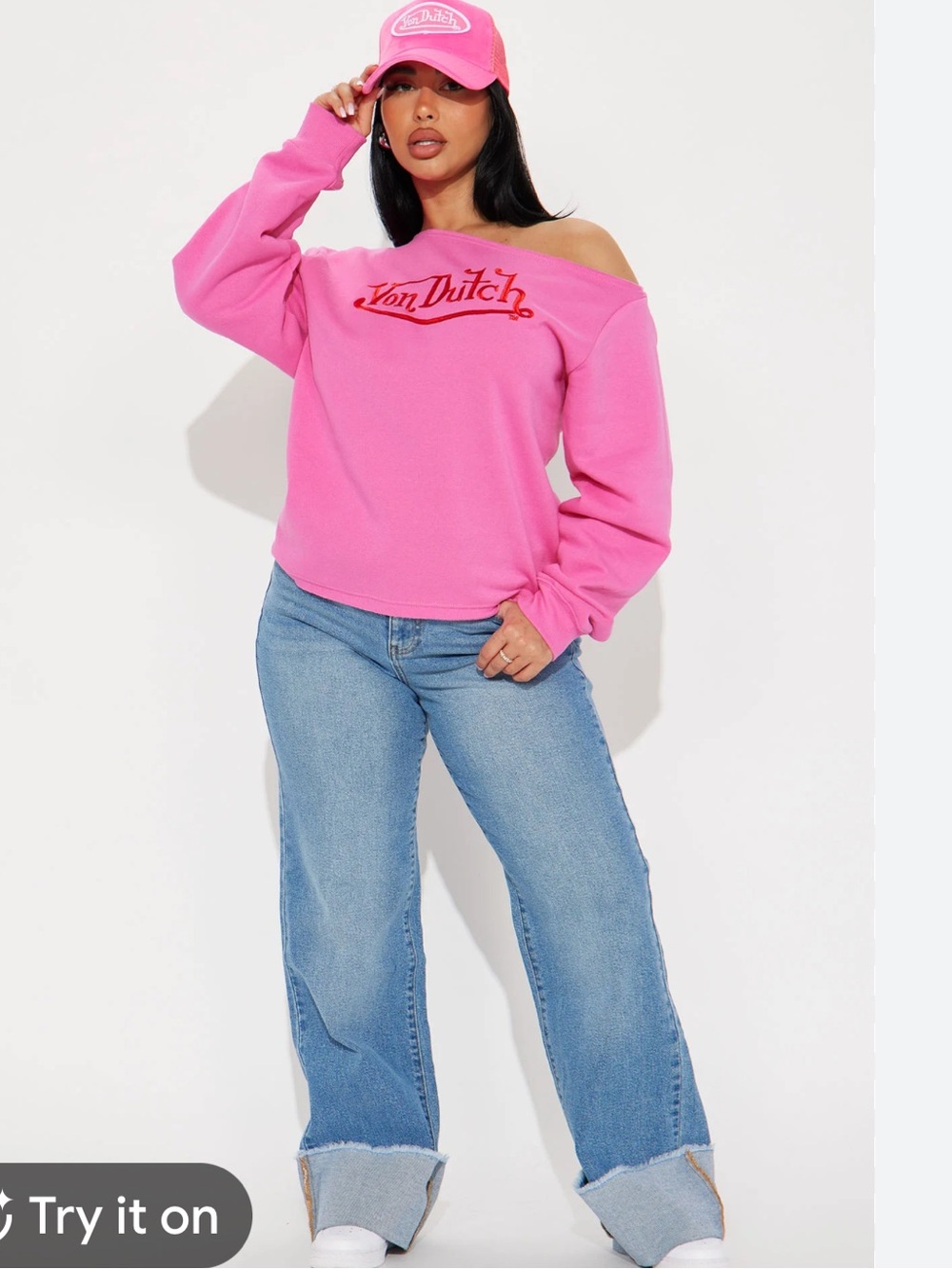 Von Dutch Princess Off Shoulder Sweatshirt Pink NWT 3X